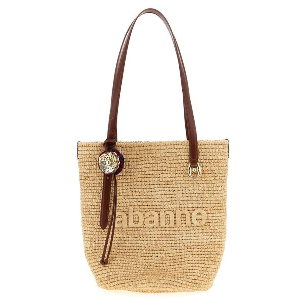 Paco Rabanne Beige Raffia Tote Women's Bag